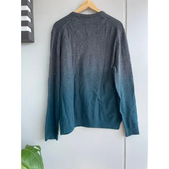 TED BAKER turquoise gray gradient cotton wool pullover sweater knit top - Picture 9 of 9